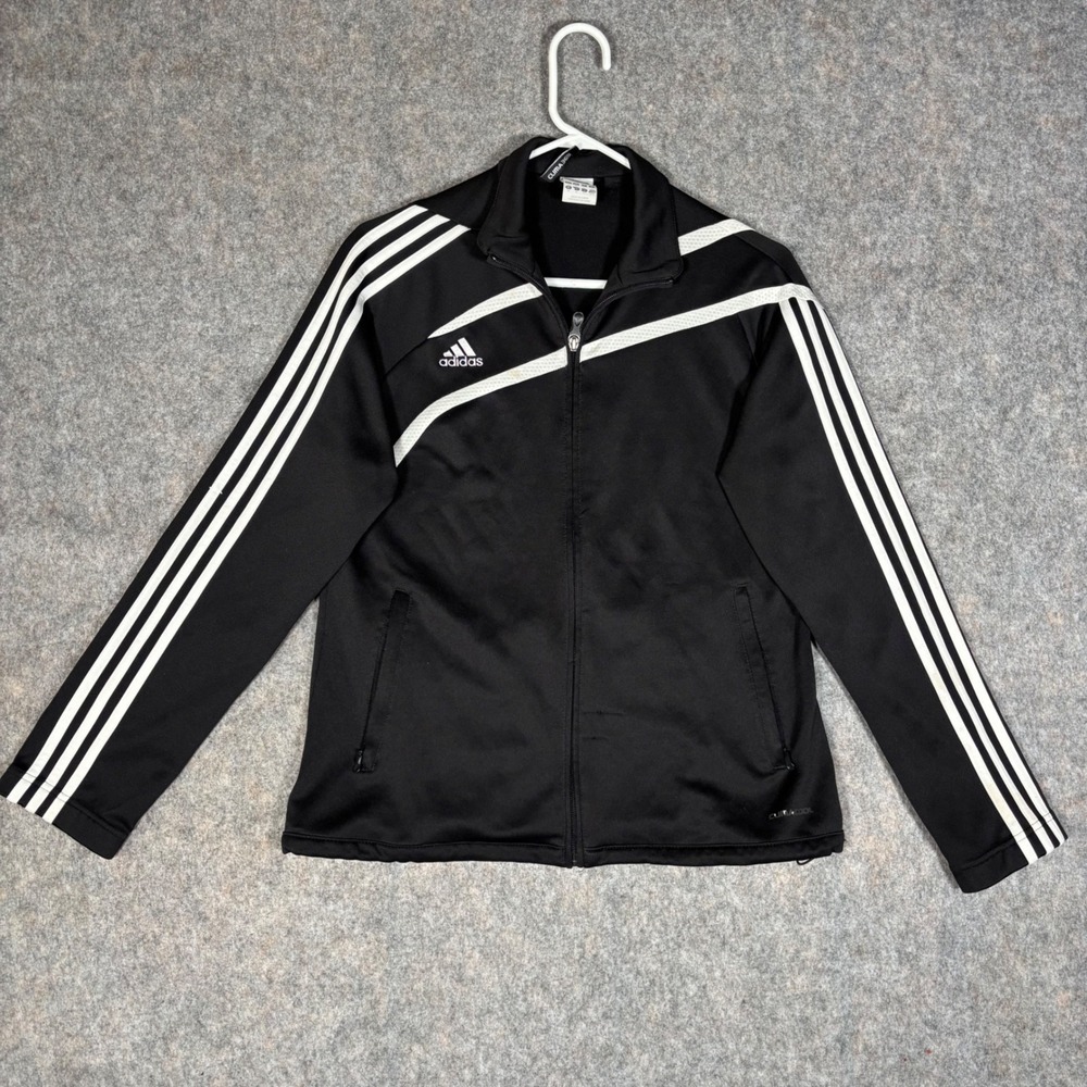 Adidas Track Jacket Mens‎ Medium Black White ClimaCool Full Zip Athletic Rare